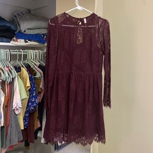 Burgundy long sleeve dress